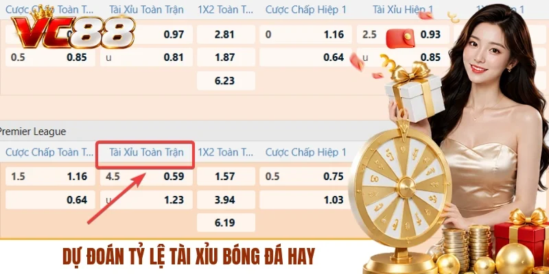 Dự đoán tỷ lệ tài xỉu bóng đá hay